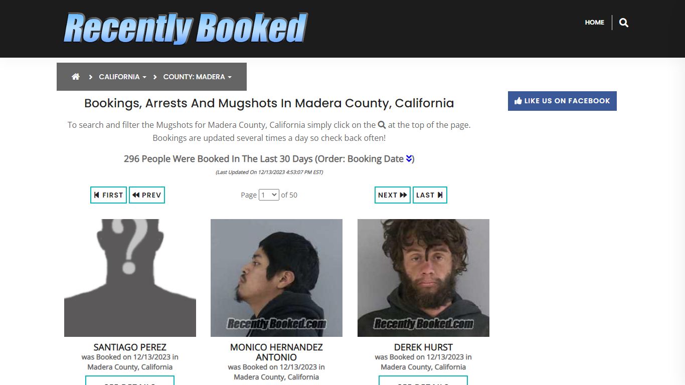 Bookings, Arrests and Mugshots in Madera County, California